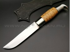 Нож "Фронтовой" сталь S90V, рукоять наборная береста, мельхиор (Тов. Завьялова)