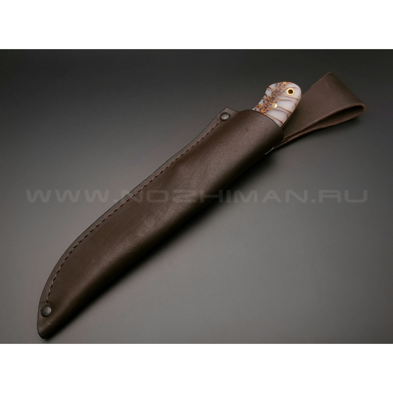 Нож "Боцман сканди" сталь M390, рукоять стабилизированная шишка, латунь (Тов. Завьялова)