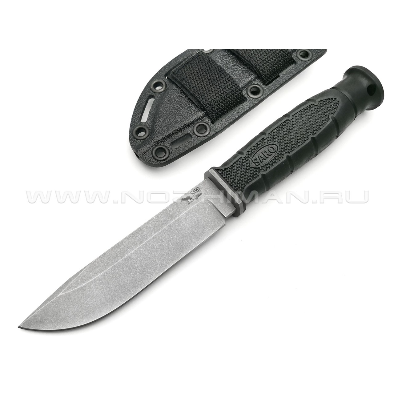 Нож SARO Финский сталь Aus-6, рукоять резина, ножны ABS