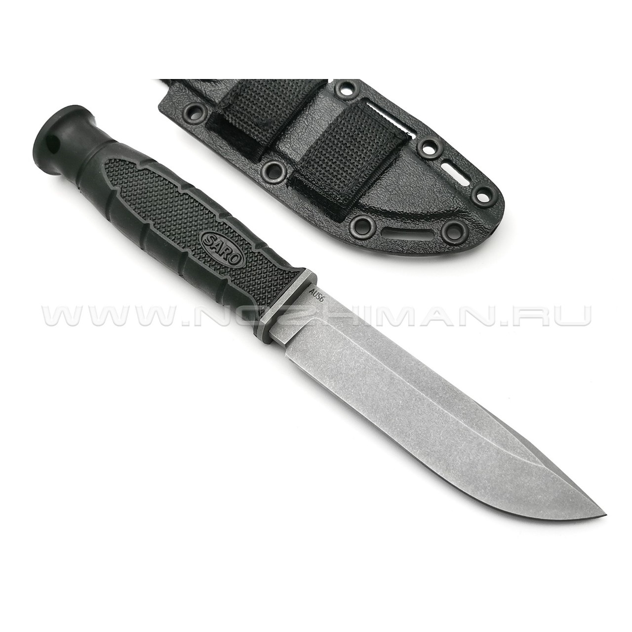 Нож SARO Финский сталь Aus-6, рукоять резина, ножны ABS