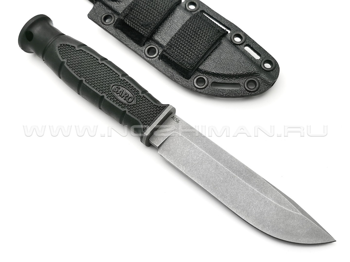 Нож SARO Финский сталь Aus-6, рукоять резина, ножны ABS
