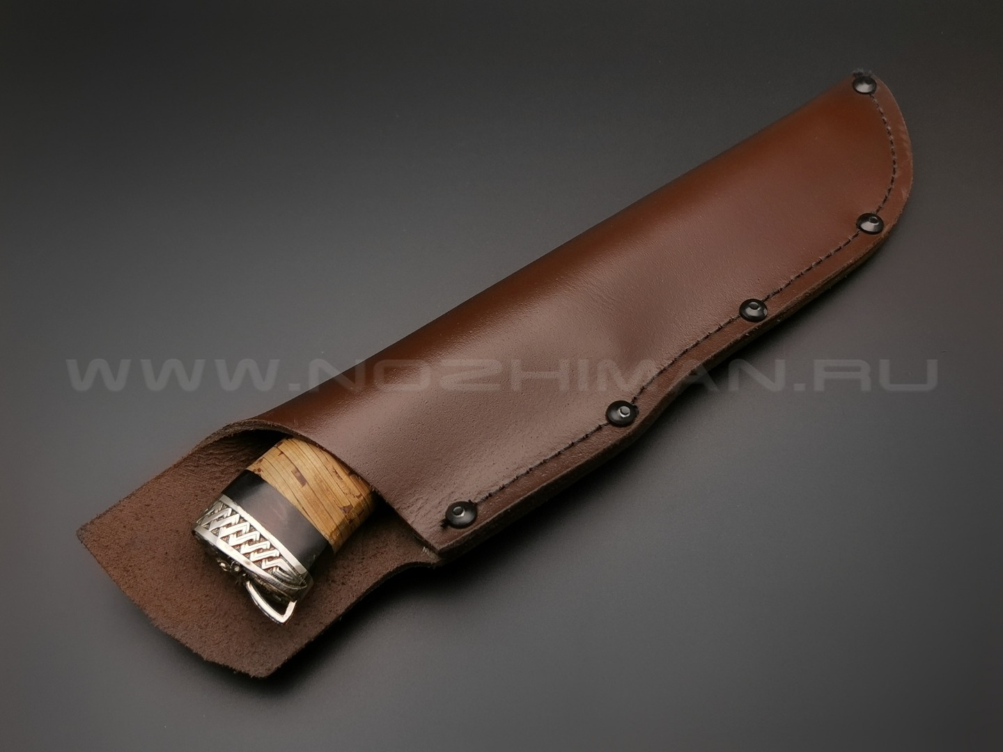 Нож "Охотник" сталь Х12МФ, рукоять наборная береста (Тов. Завьялова)