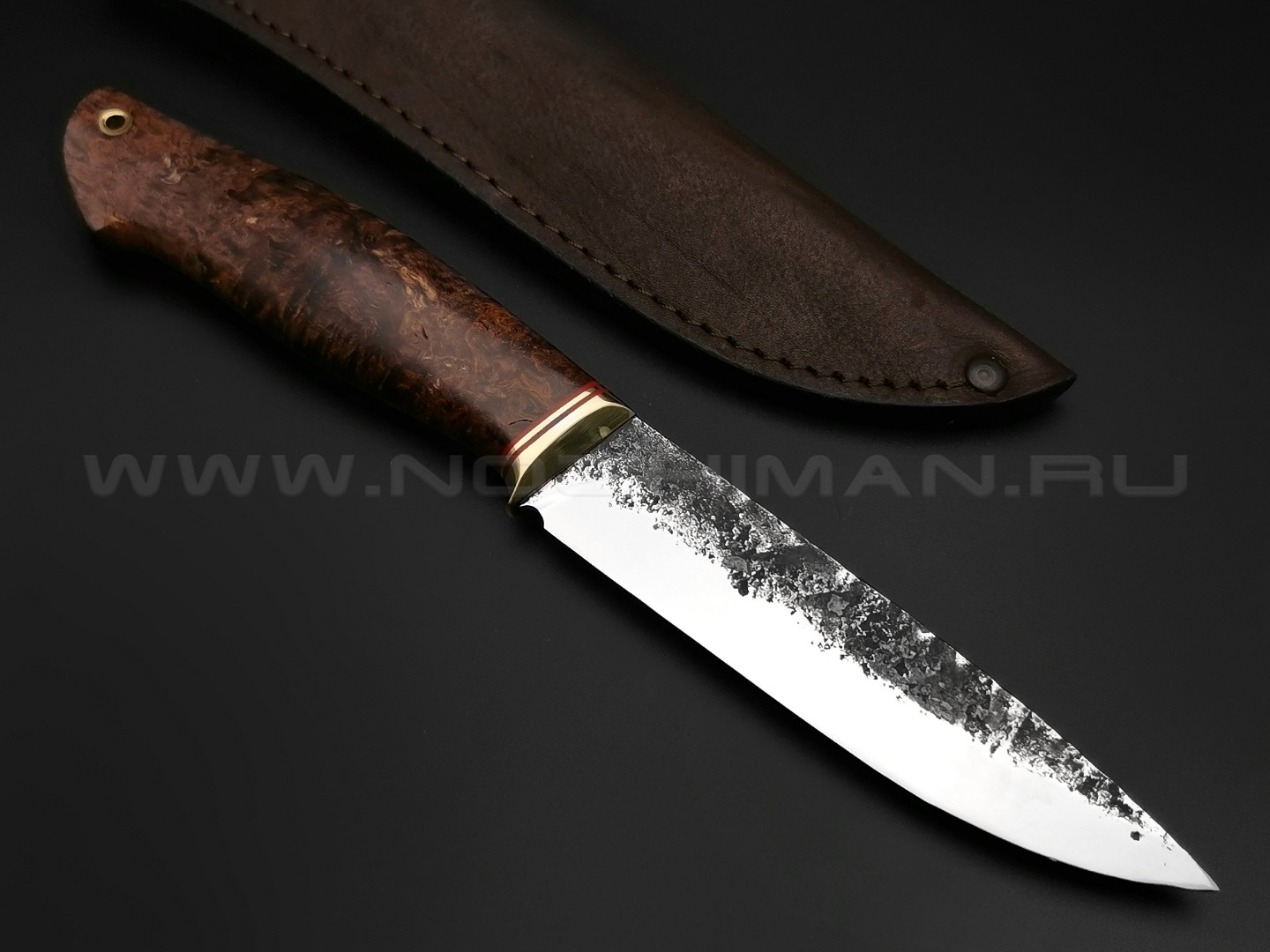 Нож "Хабар" сталь 9ХС, рукоять карелськая береза, латунь (Наследие)