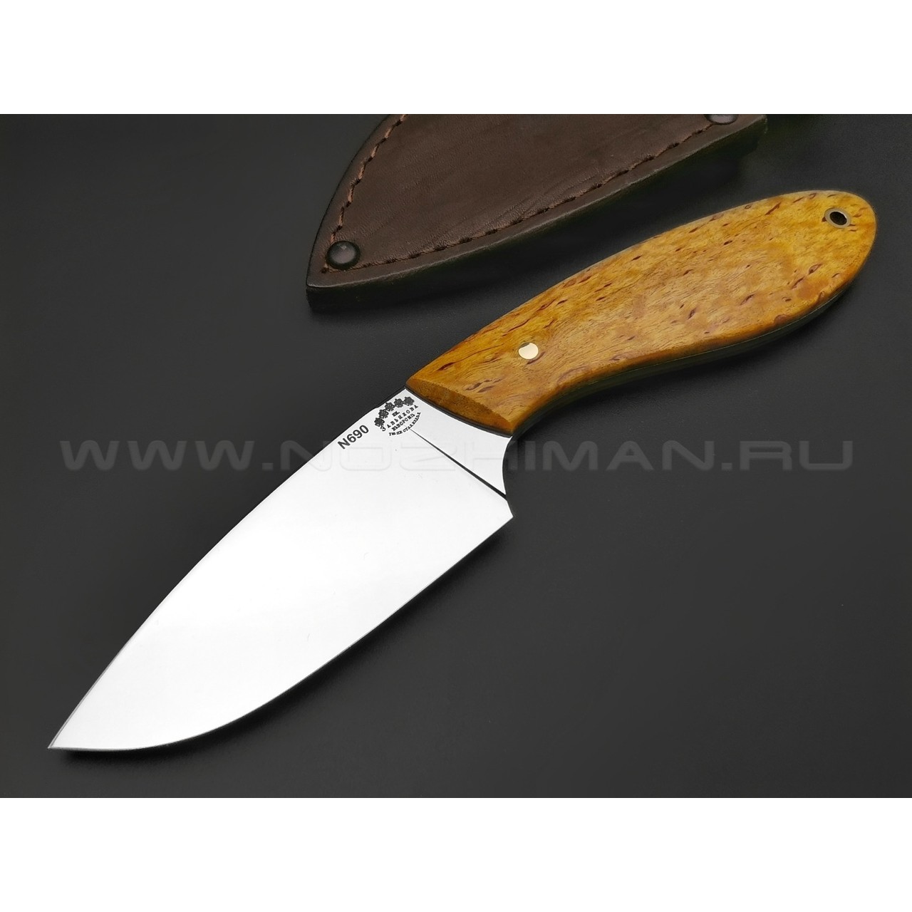 Нож "Боровик" N690 карельская береза