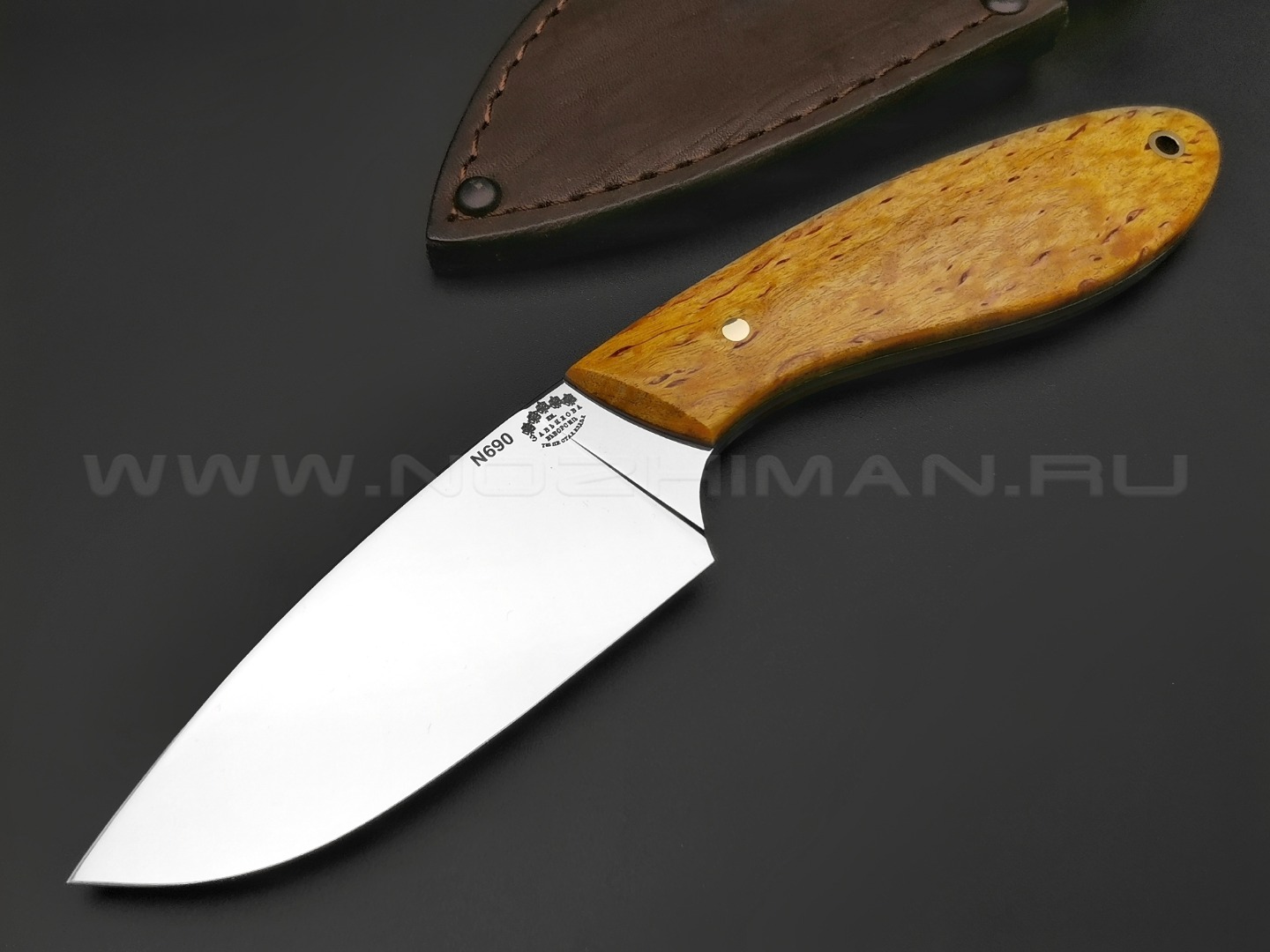 Нож "Боровик" N690 карельская береза