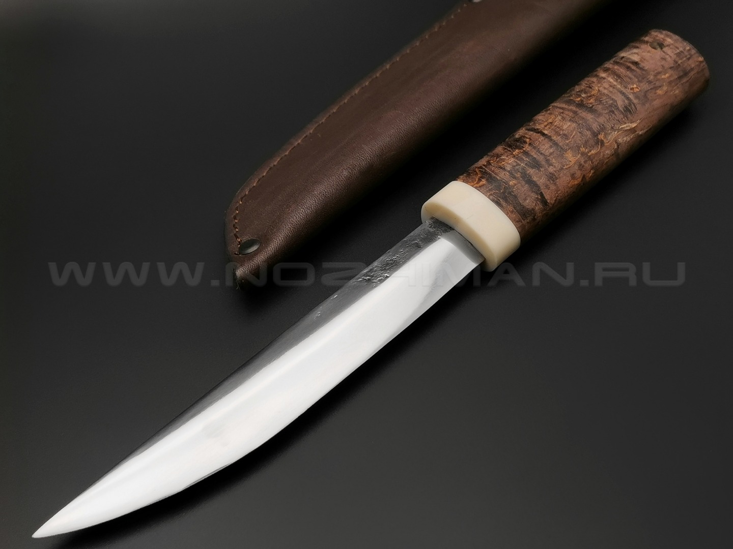 Нож "Якутский" сталь K340, рукоять стаб. карельская береза, кориан 2 (Тов. Завьялова)