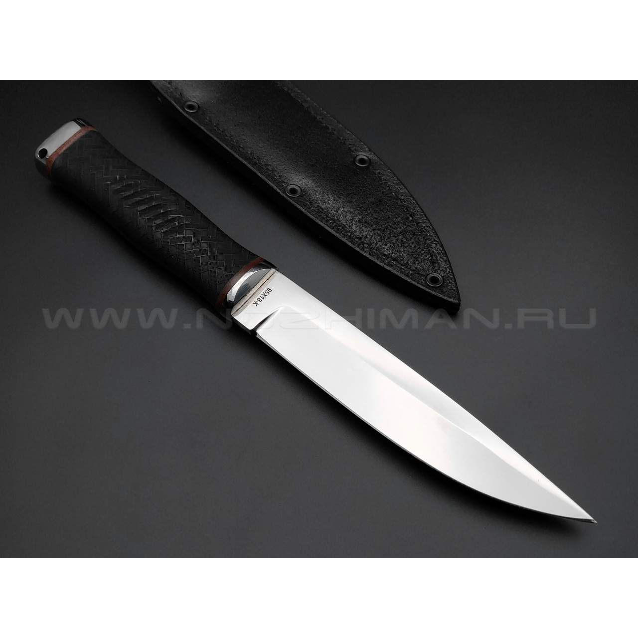 Нож "Гюрза-2" сталь 95Х18, рукоять резина, сталь (Титов & Солдатова)