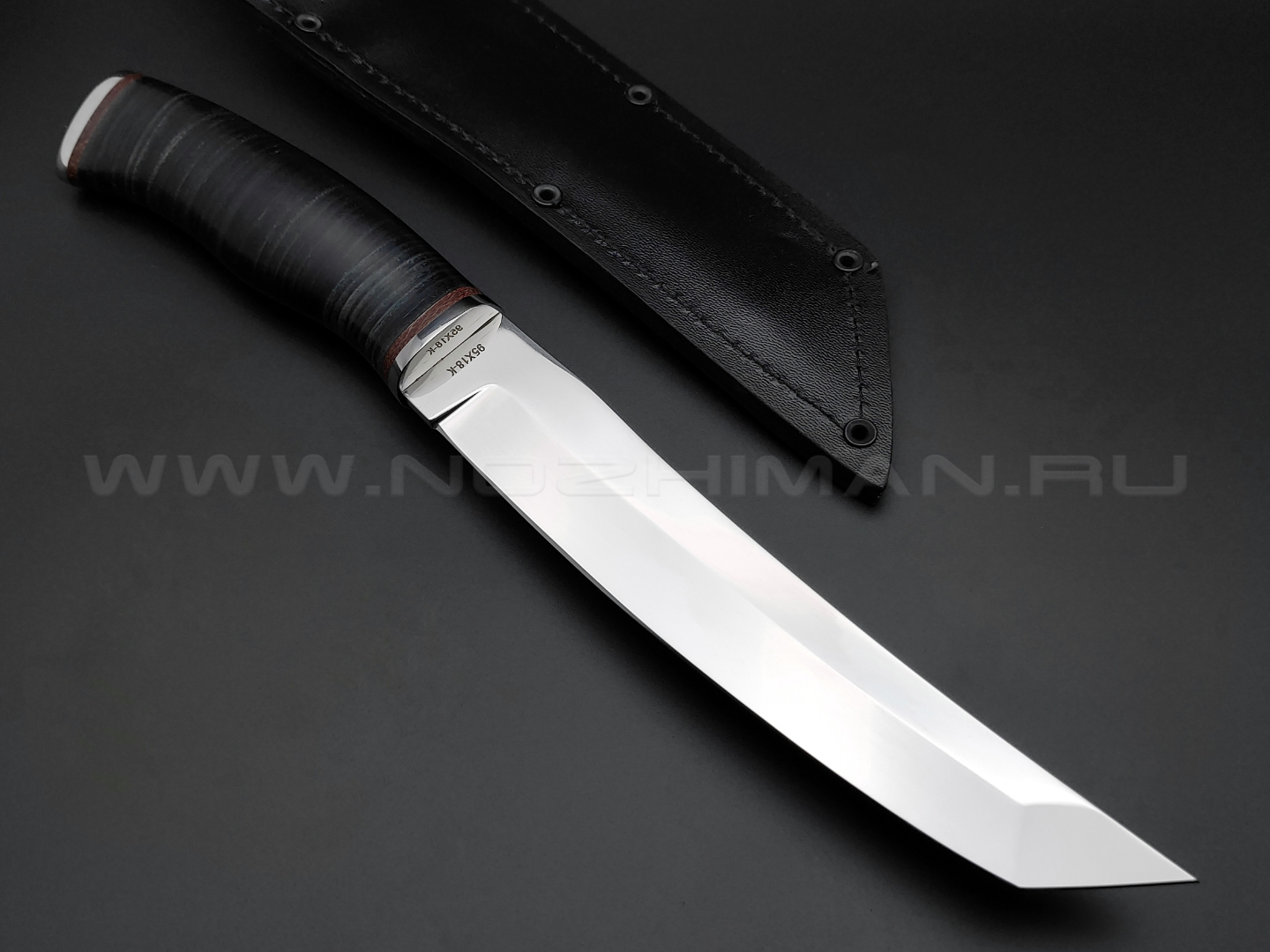 Нож "Кабан-1" сталь 95Х18, рукоять наборная кожа (Титов & Солдатова)