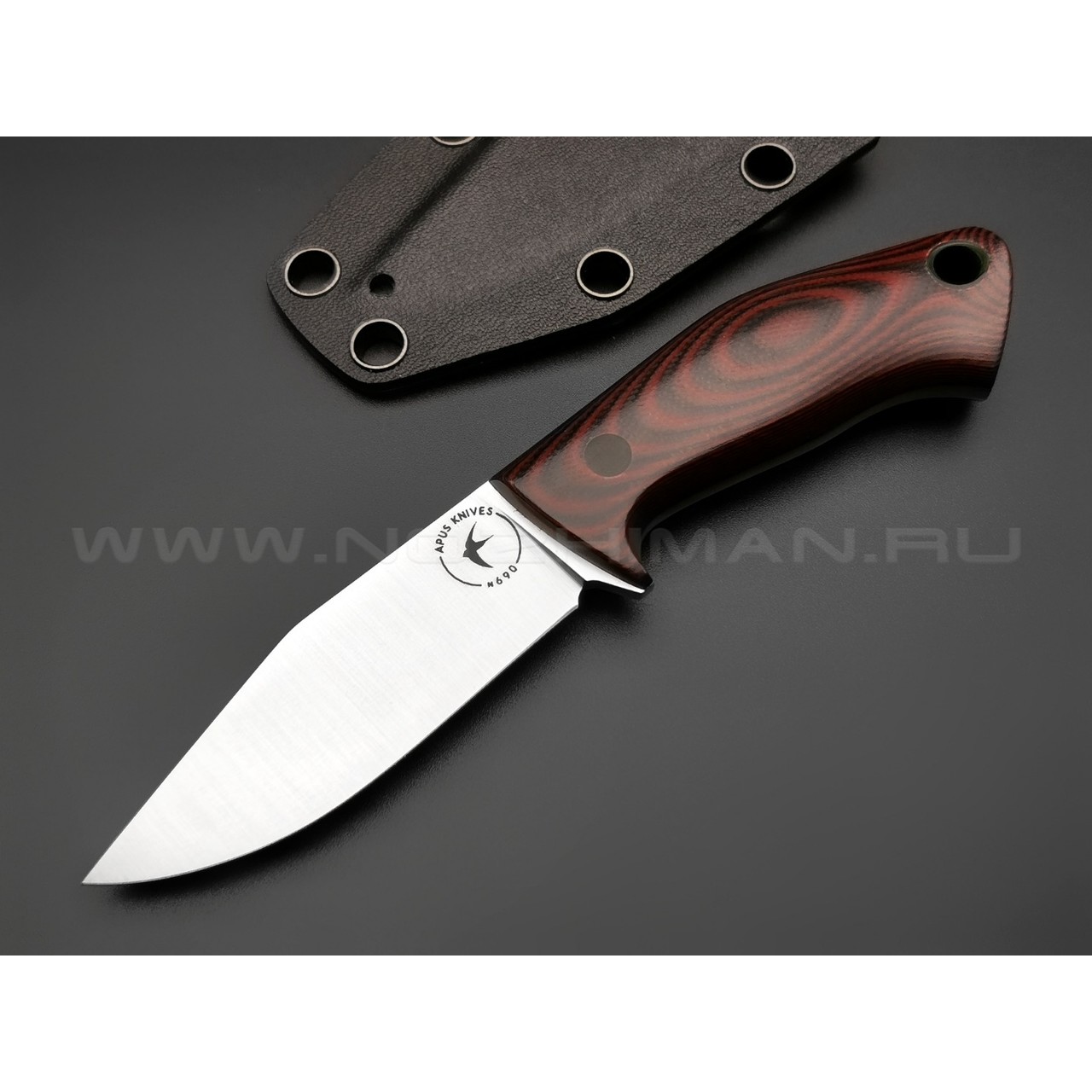 Апус нож Шейник сталь N690, рукоять G10 Black & Red