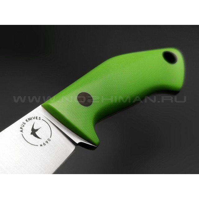 Апус нож Шейник сталь N690, рукоять G10 зелёный