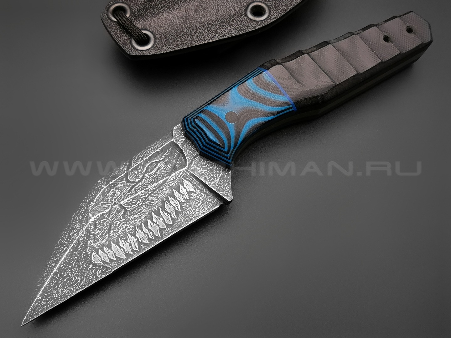 Волчий Век нож Wharn Custom Drago Edition сталь PGK WA, рукоять G10 black & blue