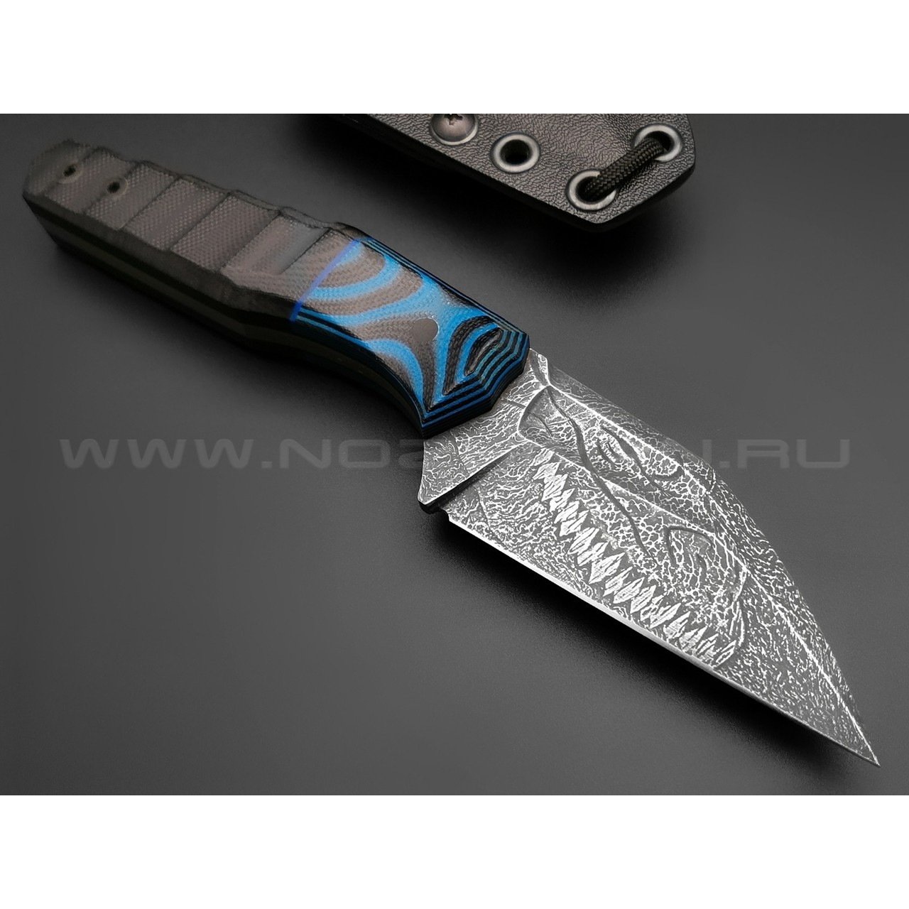 Волчий Век нож Wharn Custom Drago Edition сталь PGK WA, рукоять G10 black & blue