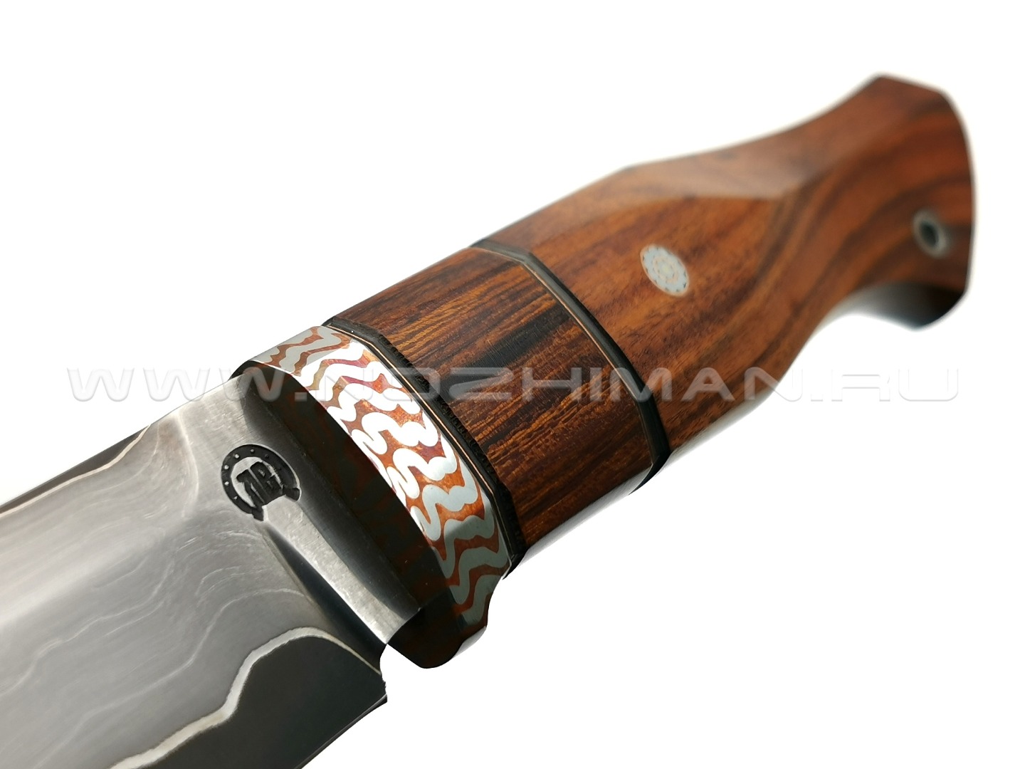 Нож "НЛВ30" ламинат S390, рукоять палисандр, айронвуд, мокумэ-гане (Кузница Васильева)