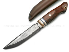 Нож "НЛВ34" ламинат Vanadis 8, рукоять палисандр, мокумэ-гане (Кузница Васильева)