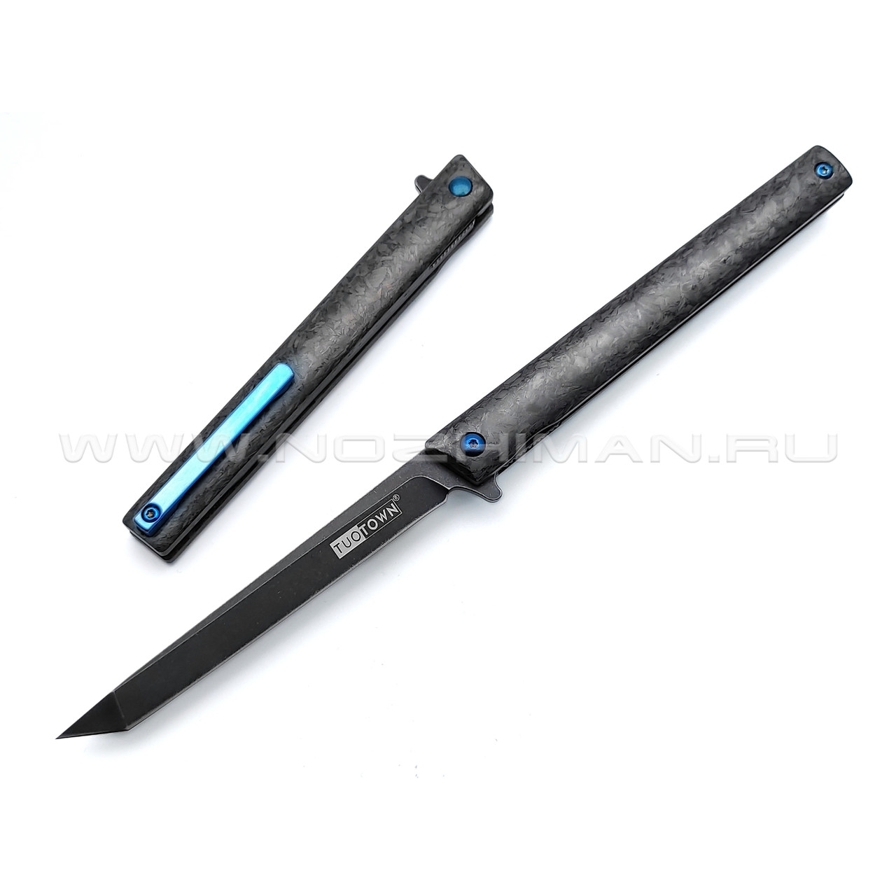 TuoTown нож BDT-M390 tanto сталь M390 блэквош, рукоять Chaotic Carbon fiber