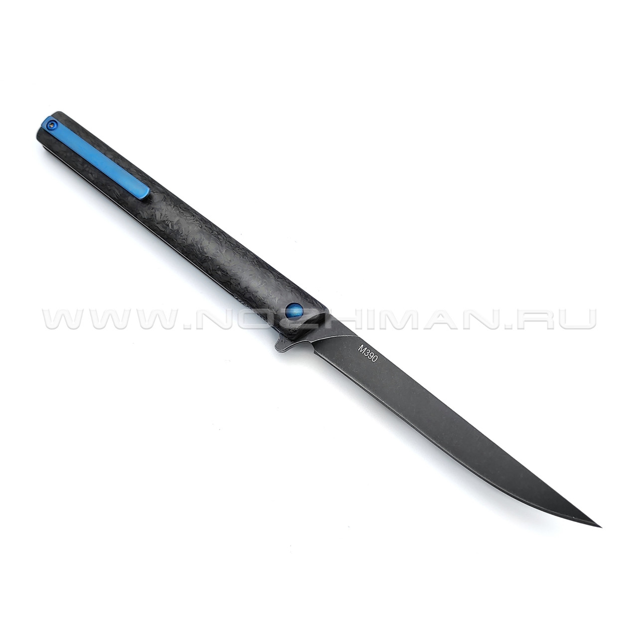 TuoTown нож BDJ-M390 сталь M390 блэквош, рукоять Chaotic Carbon fiber