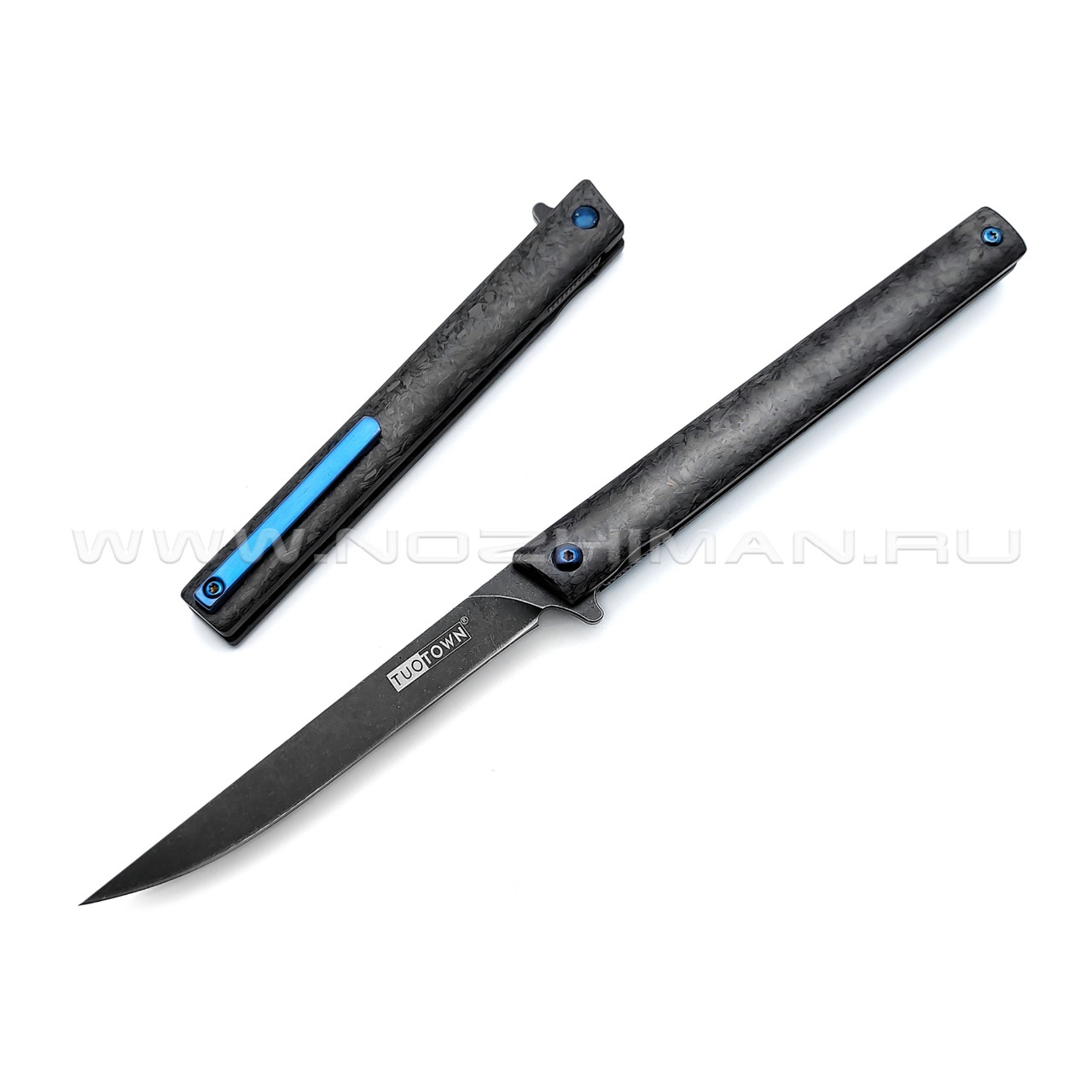 TuoTown нож BDJ-M390 сталь M390 блэквош, рукоять Chaotic Carbon fiber