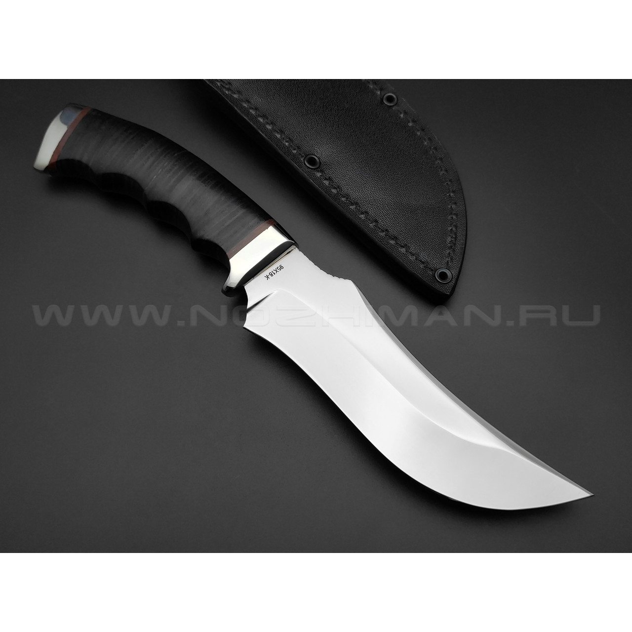 Нож "Бизон" сталь 95Х18, рукоять наборная кожа (Титов & Солдатова)