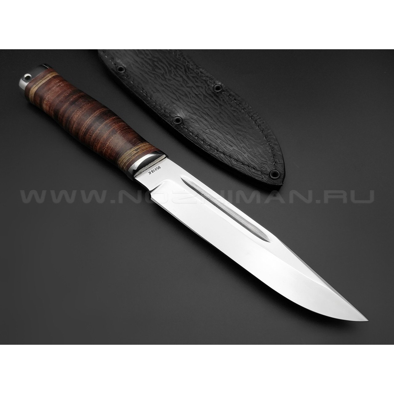 Нож "Казак-1" сталь 95Х18, рукоять наборная кожа (Титов & Солдатова)