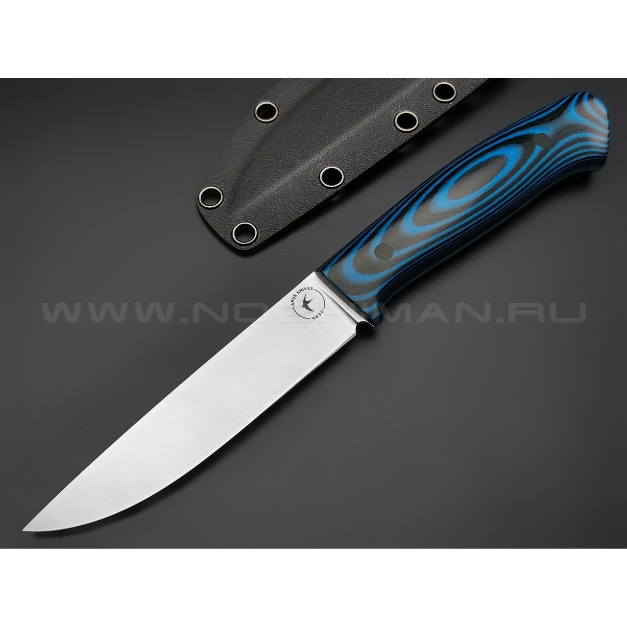 Апус нож Fishman сталь N690, рукоять G10 black & blue