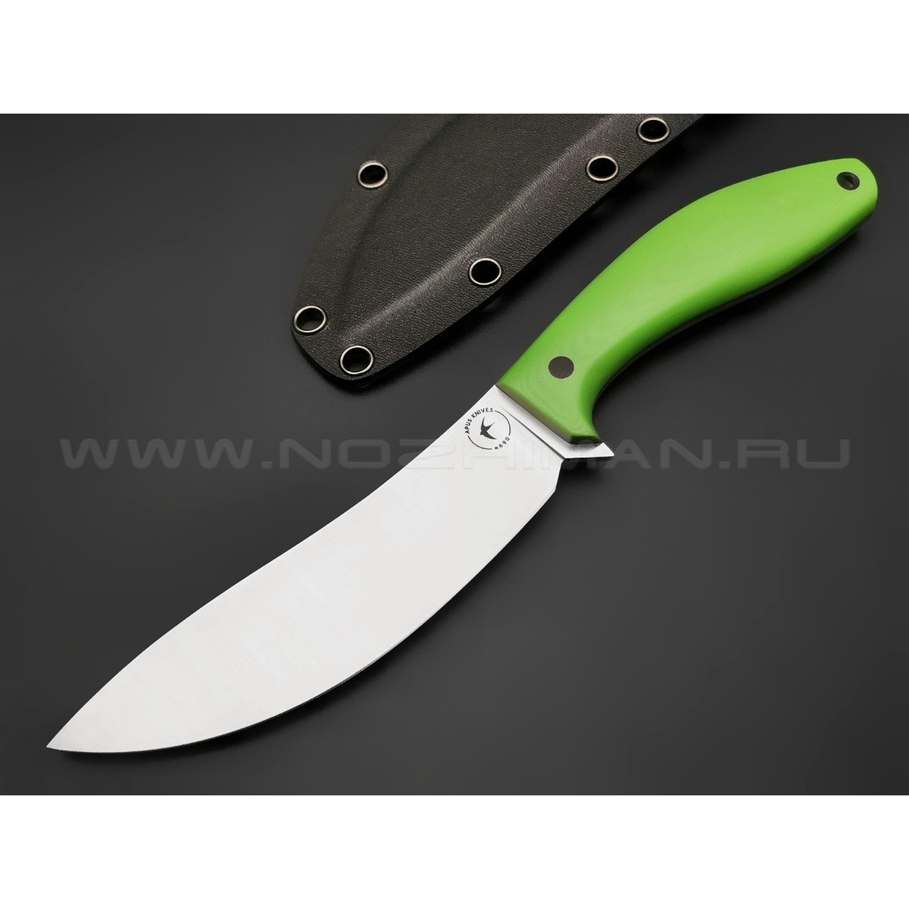 Апус нож Yuhro сталь N690, рукоять G10 neon green