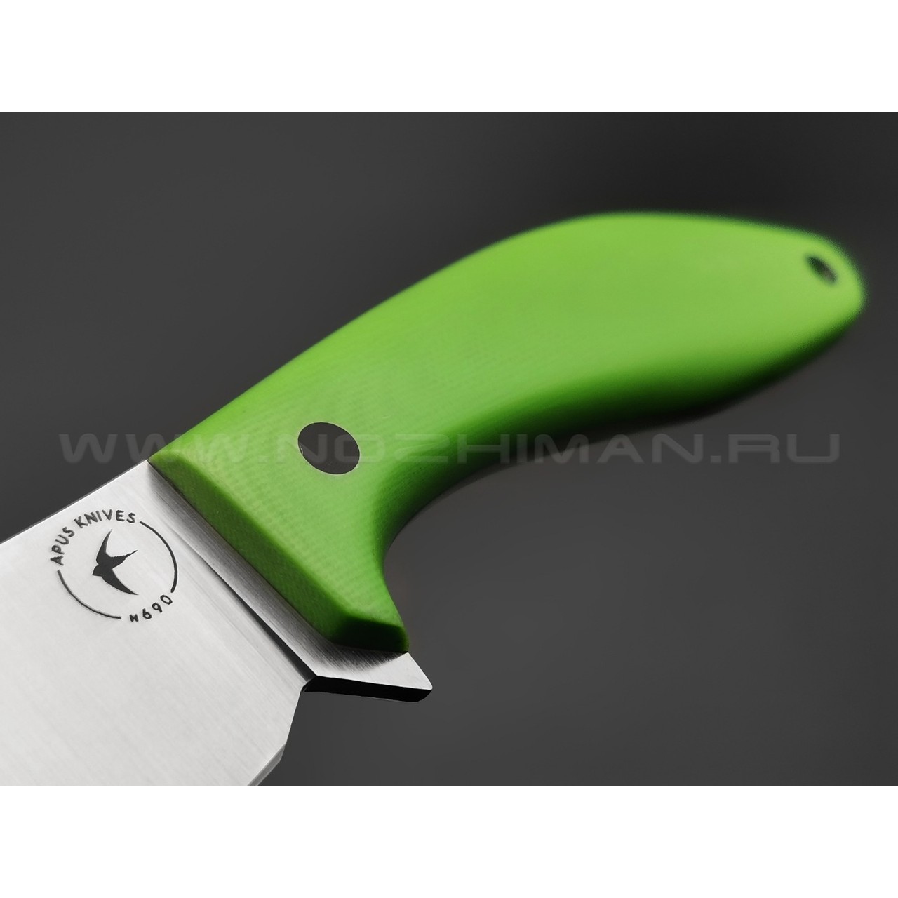 Апус нож Yuhro сталь N690, рукоять G10 neon green