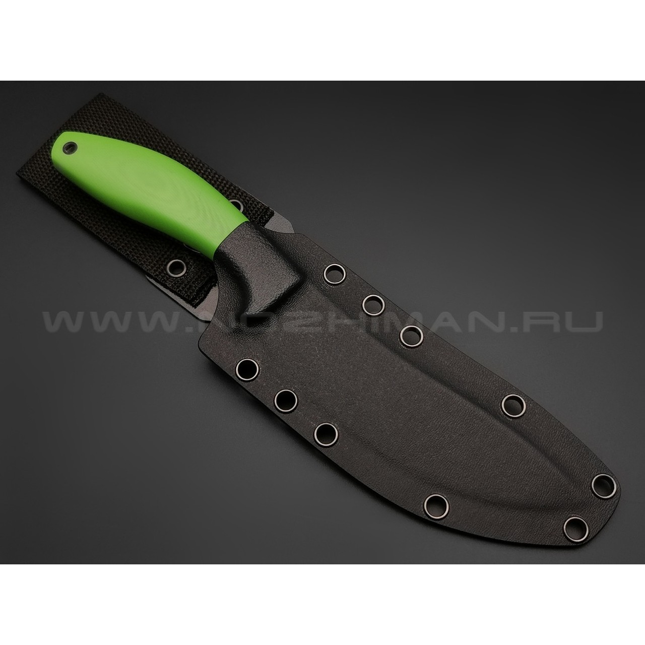 Апус нож Yuhro сталь N690, рукоять G10 neon green