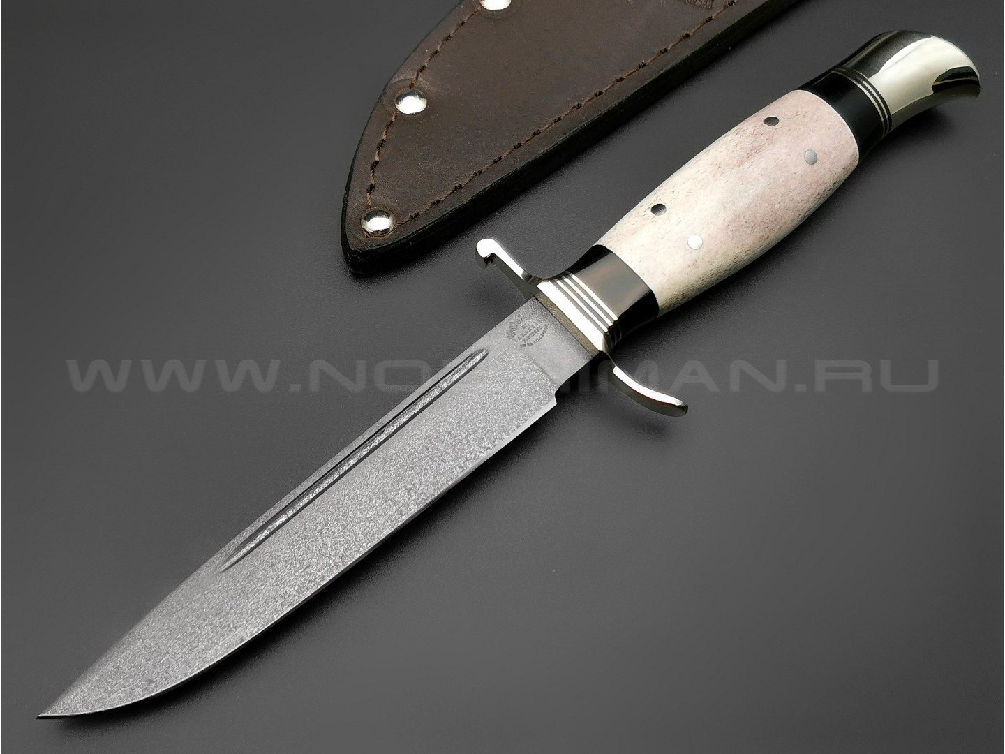 Нож "Финка НКВД" булатная сталь, рукоять рог лося, мельхиор (Товарищество Завьялова)