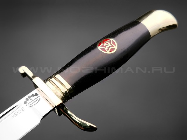 Товарищество Завьялова нож Финка НКВД с красной звездой, сталь 95Х18, рукоять Дерево граб