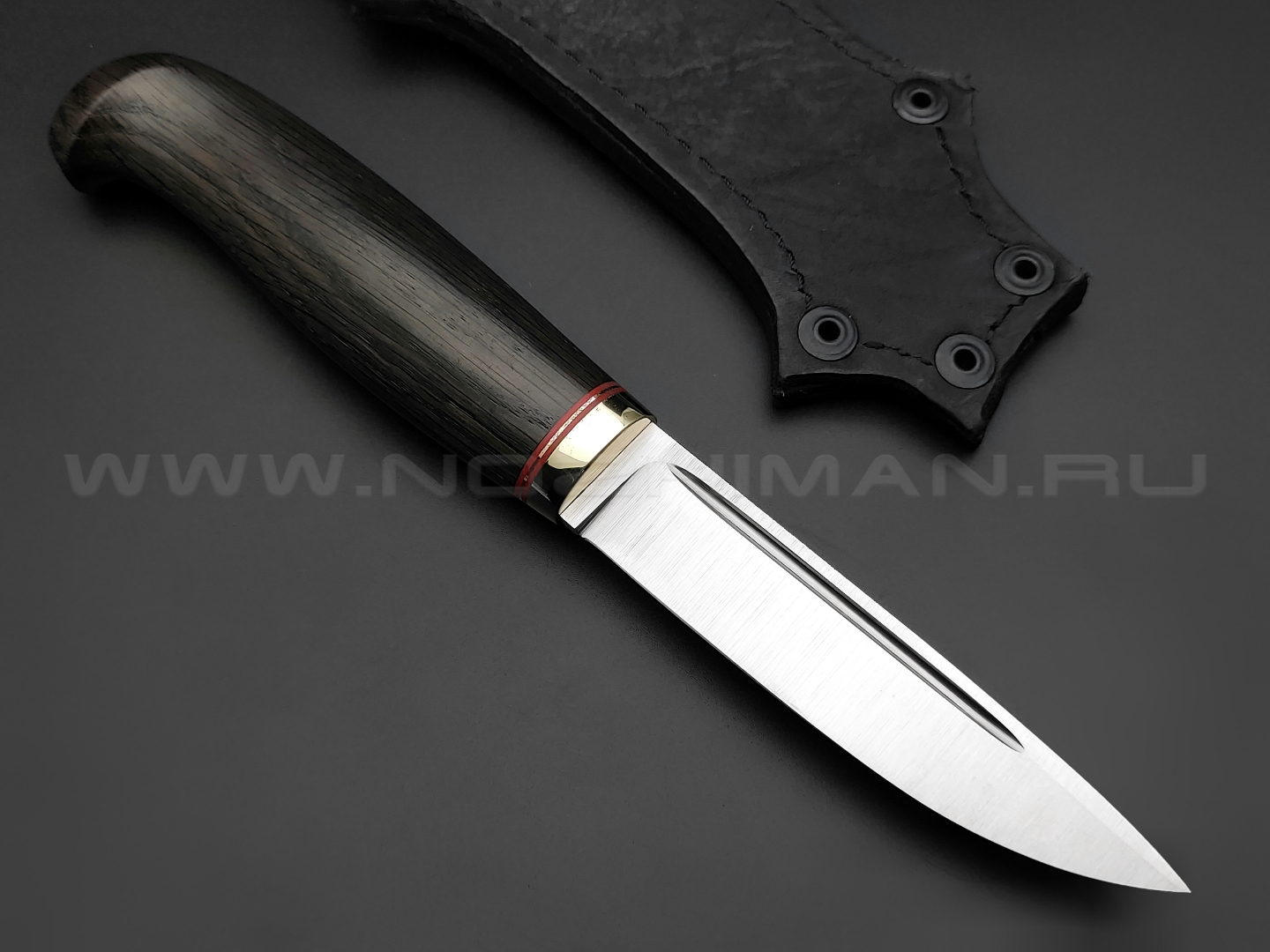 Нож "Финка" сталь M390, рукоять морёный дуб, латунь (Товарищество Завьялова)