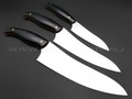 Набор из 3-х кухонных ножей, сталь N690, рукоять G10 black&red (Товарищество Завьялова)