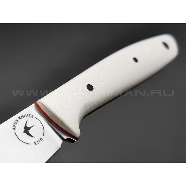 Апус нож Зубочистка сталь K110, рукоять G10 белый