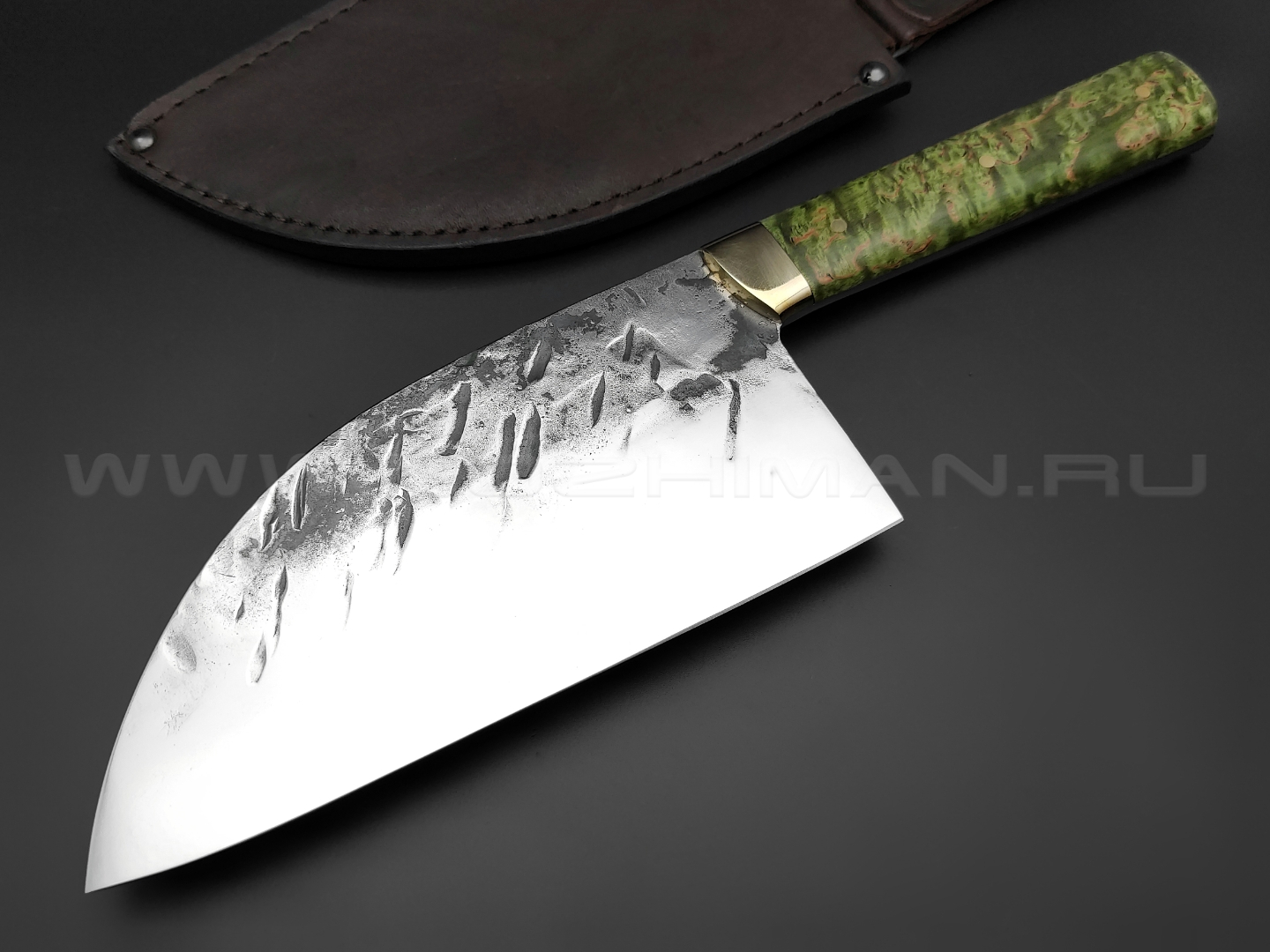 Нож "Сербский Шеф" сталь K340, рукоять карельская береза, латунь (Товарищество Завьялова)