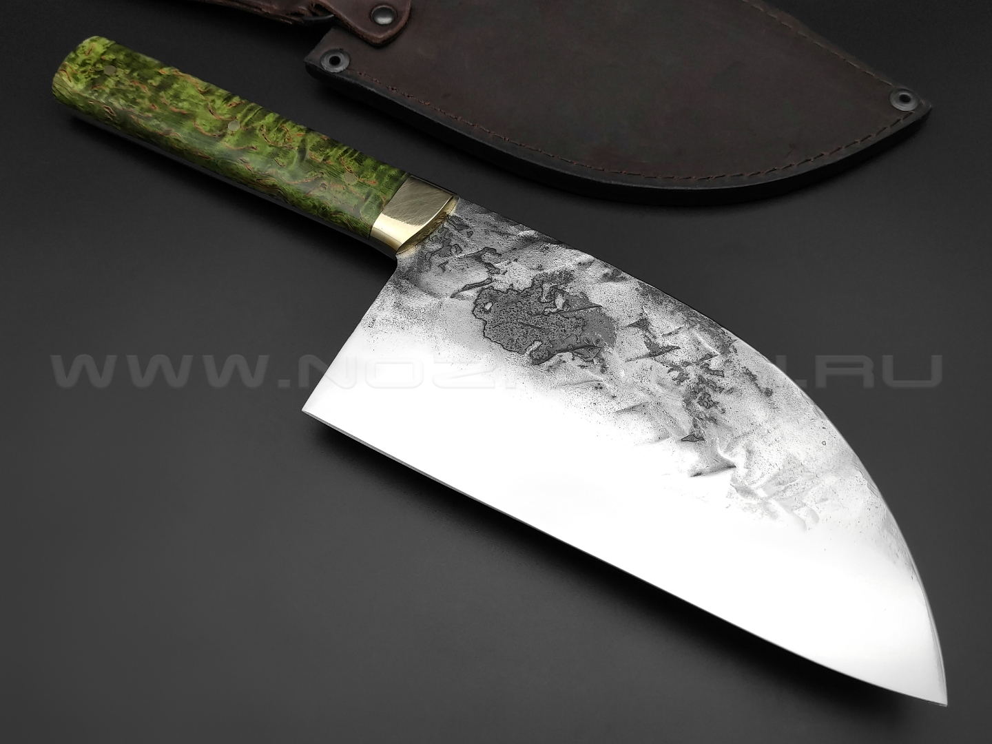 Нож "Сербский Шеф" сталь K340, рукоять карельская береза, латунь (Товарищество Завьялова)