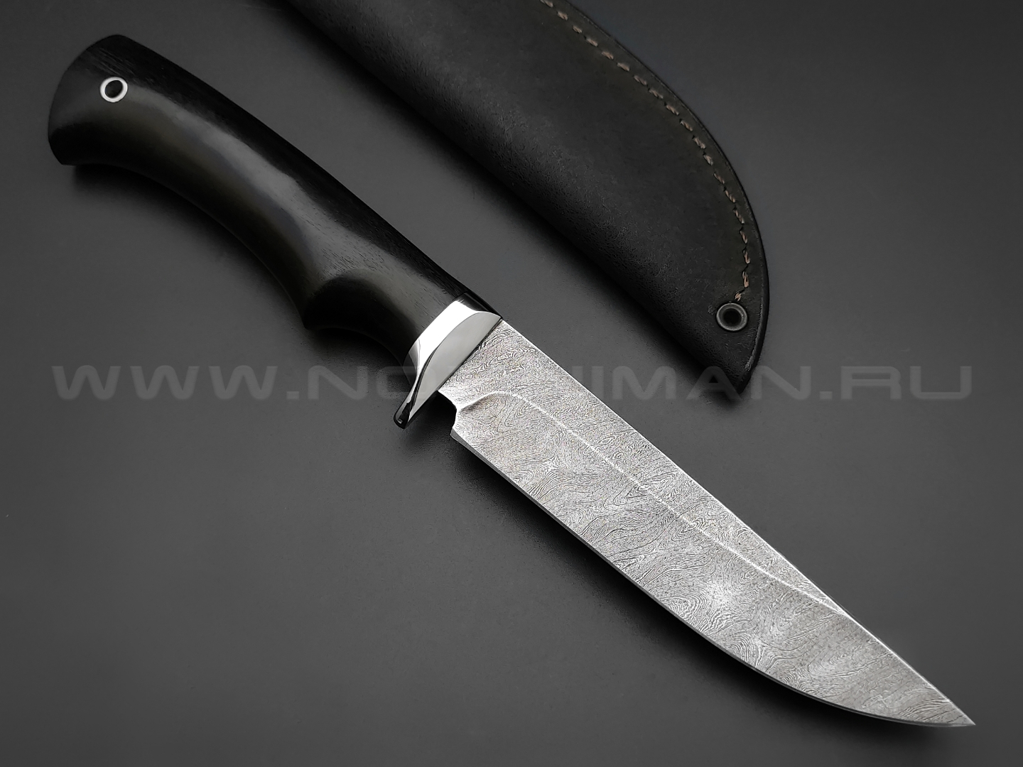Нож "Газель-М" дамасская сталь, рукоять дерево граб, мельхиор (Фурсач А. А.)