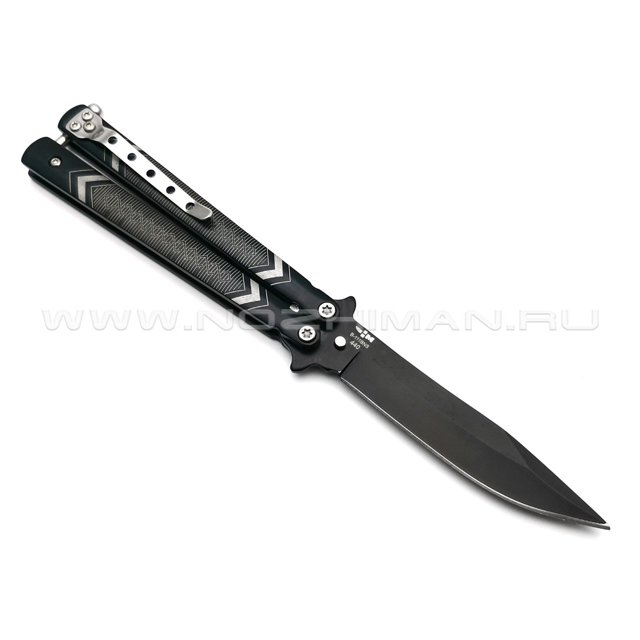 Нож балисонг "Strike" black B-111BNS сталь 440, рукоять Stainless steel (Ножемир)