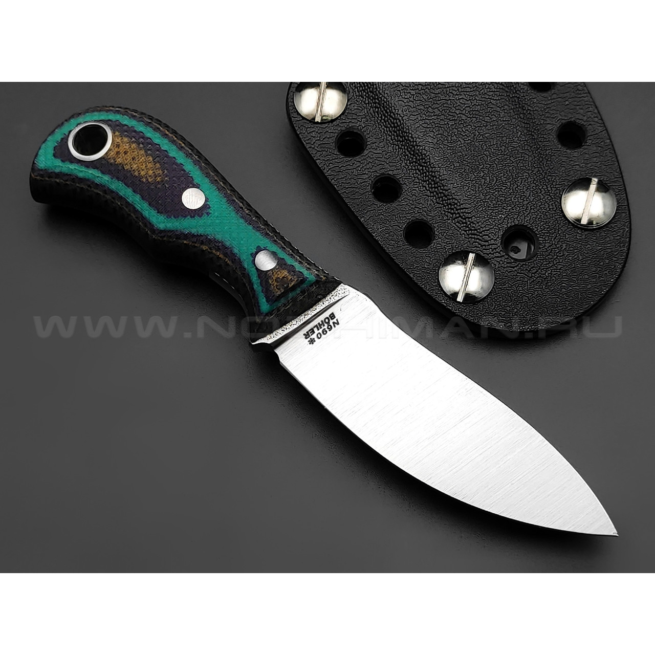 РВС нож Двояк сталь N690, рукоять микарта black & green