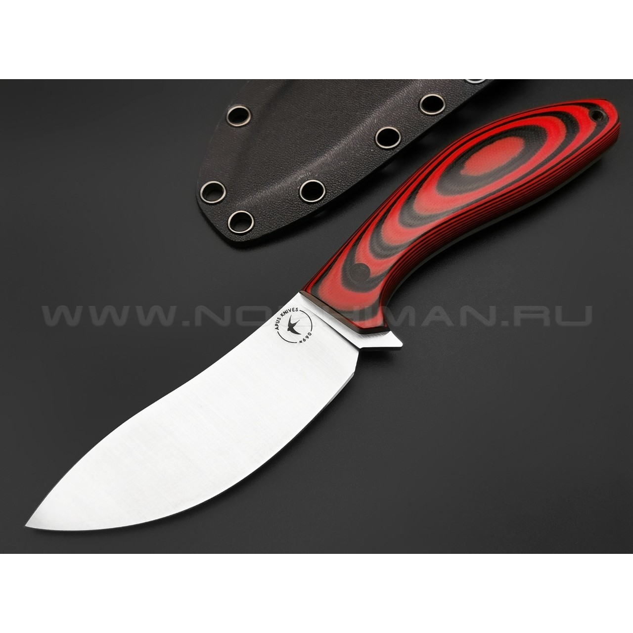 Апус нож Narbus сталь N690, рукоять G10 Black & Red