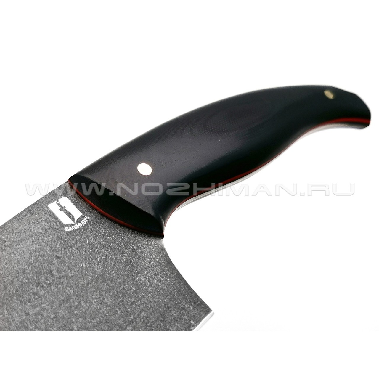 Кухонный нож Шеф №2, булатная сталь, рукоять G10 black (Мастерская Наследие)