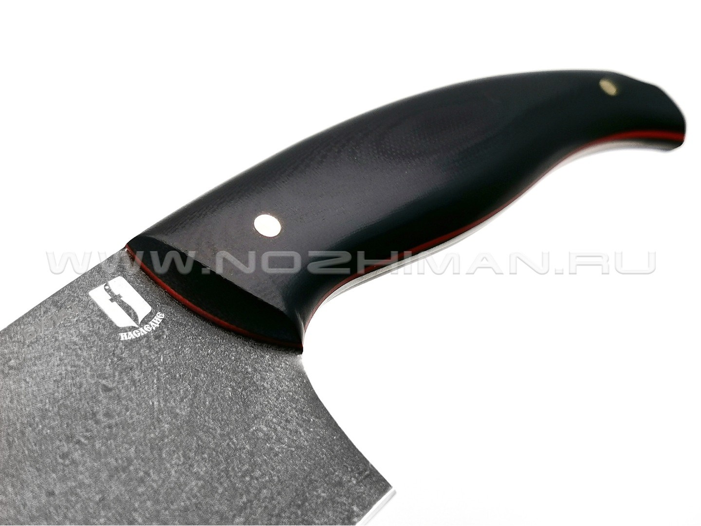 Кухонный нож Шеф №2, булатная сталь, рукоять G10 black (Мастерская Наследие)