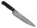 Кухонный нож Шеф средний №1, булатная сталь, рукоять G10 black (Товарищество Завьялова)