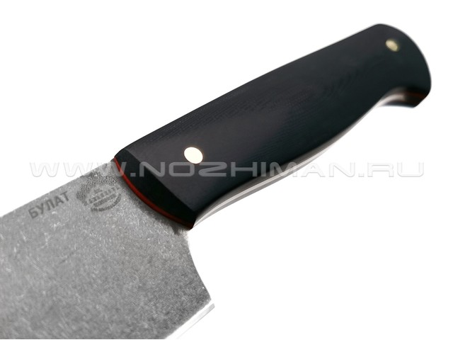 Кухонный нож Шеф средний №1, булатная сталь, рукоять G10 black (Товарищество Завьялова)