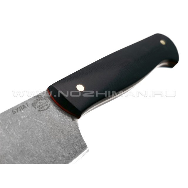 Кухонный нож Шеф средний №1, булатная сталь, рукоять G10 black (Товарищество Завьялова)