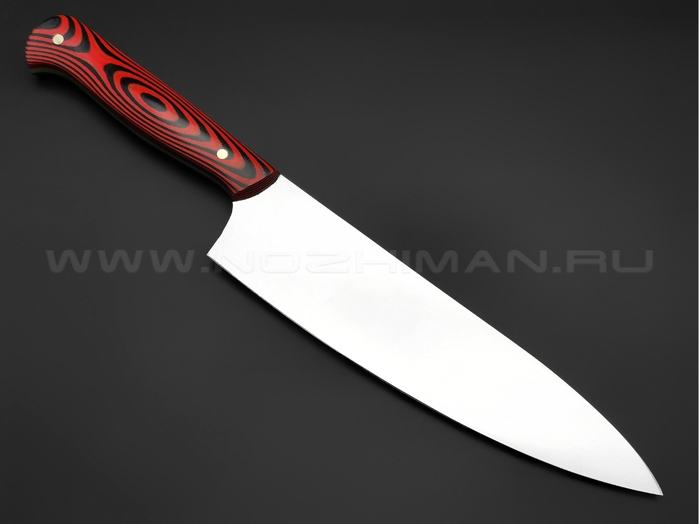 Кухонный нож Шеф №1, сталь N690, рукоять G10 black & red (Товарищество Завьялова)
