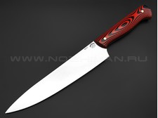 Кухонный нож Шеф средний №1, сталь N690, рукоять G10 black & red (Товарищество Завьялова)