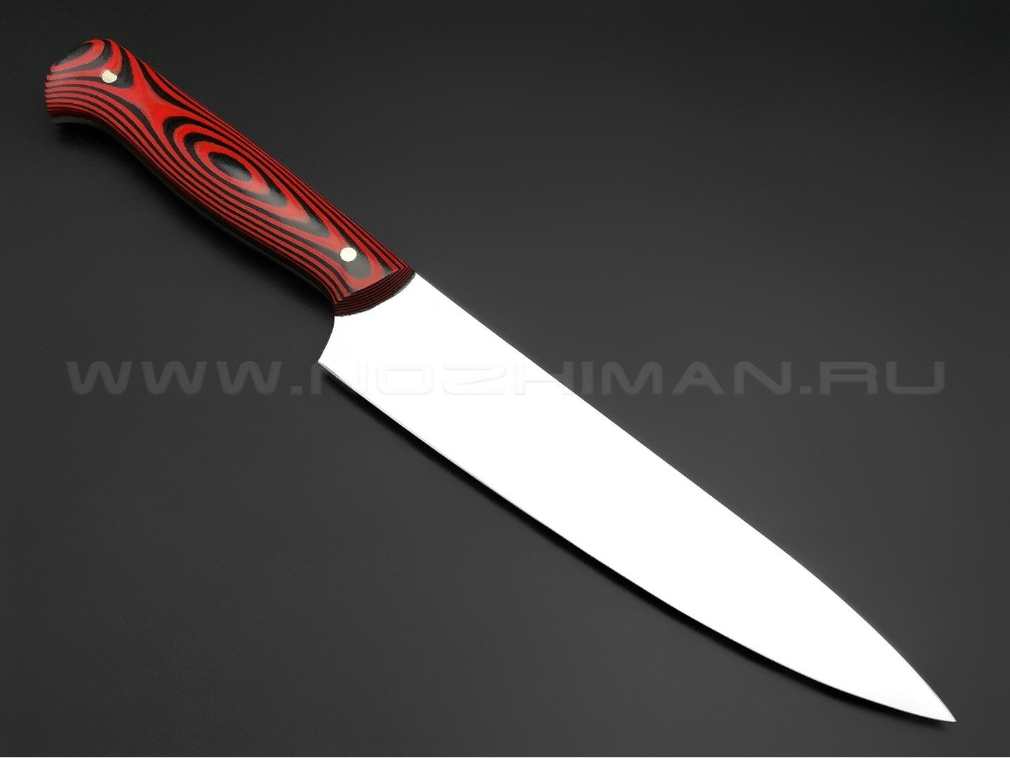 Кухонный нож Шеф средний №1, сталь N690, рукоять G10 black & red (Товарищество Завьялова)