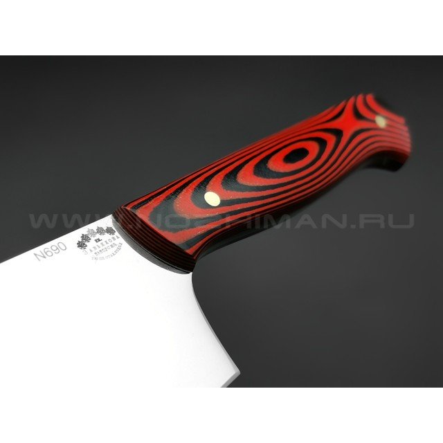 Кухонный нож Шеф №1, сталь N690, рукоять G10 black & red (Товарищество Завьялова)