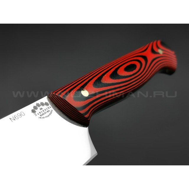 Кухонный нож Шеф средний №1, сталь N690, рукоять G10 black & red (Товарищество Завьялова)