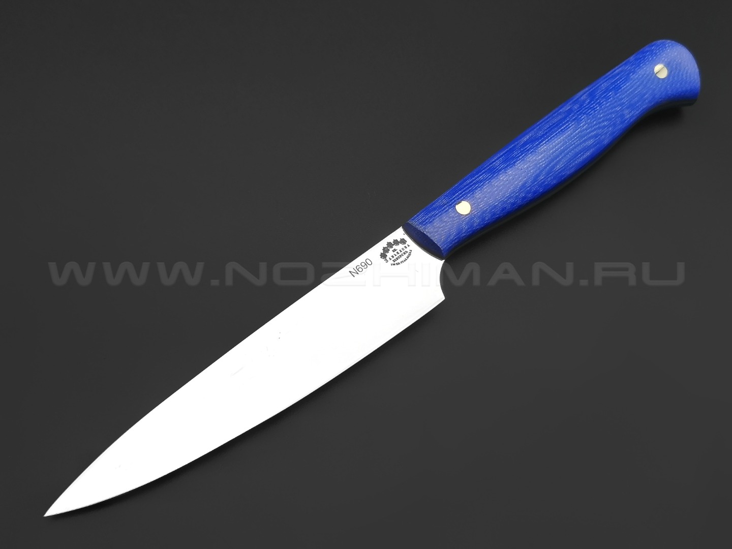 Кухонный нож Овощной №1, сталь N690, рукоять G10 blue (Товарищество Завьялова)