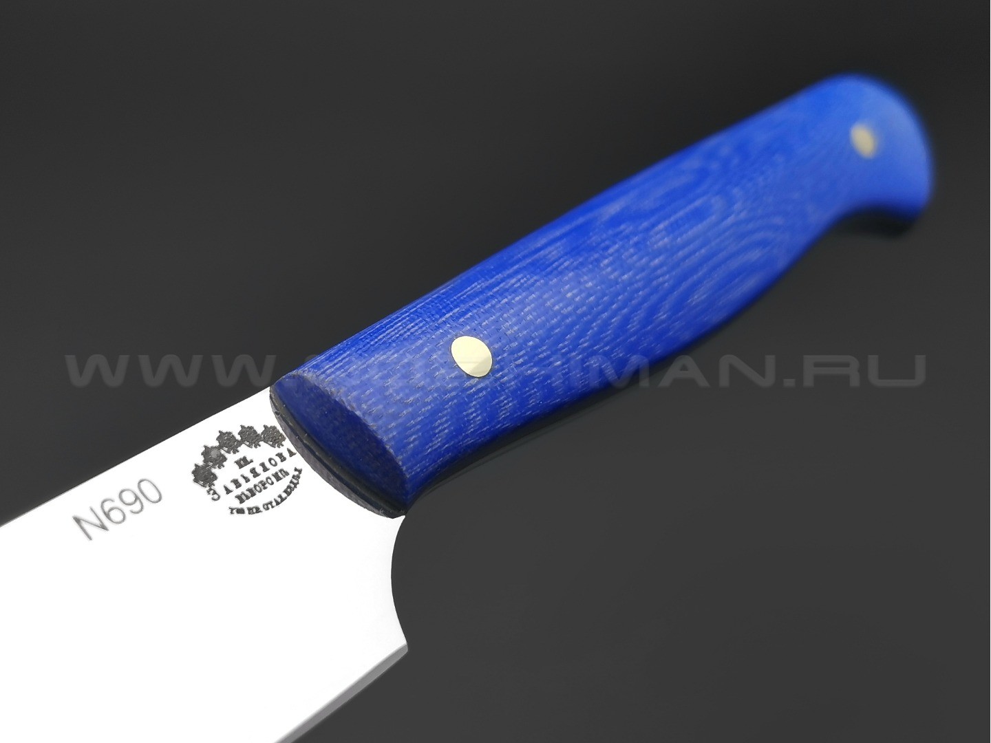 Кухонный нож Овощной №1, сталь N690, рукоять G10 blue (Товарищество Завьялова)